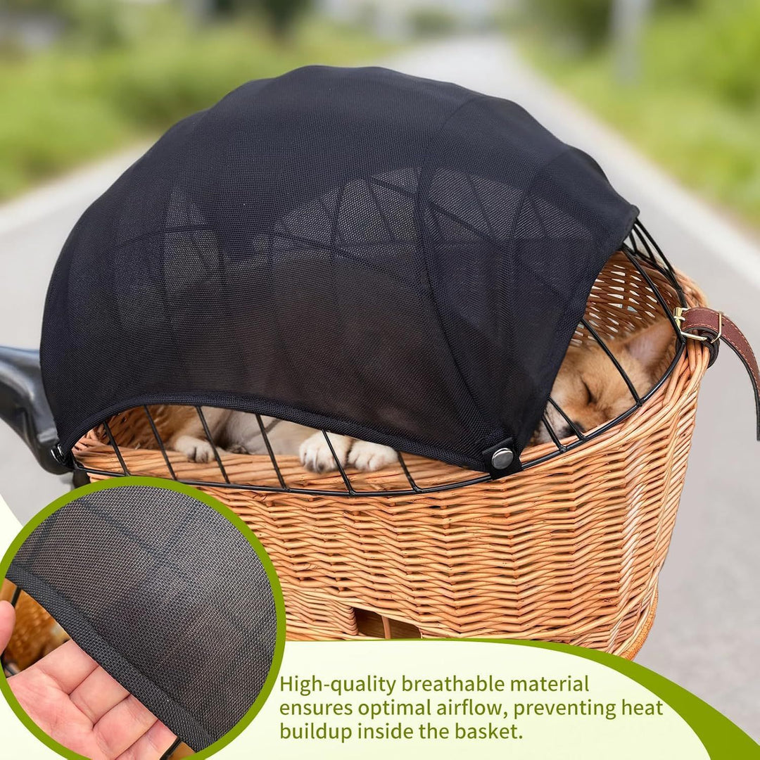 woven wicker pet carrier basket with retractable mesh canopy Bowlift