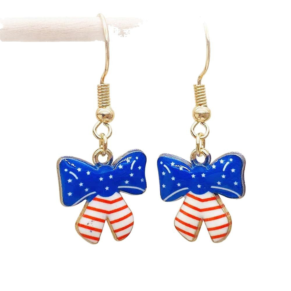 Women's filigree drop earrings with enameled flag pendants and metal hook closure Bowlift