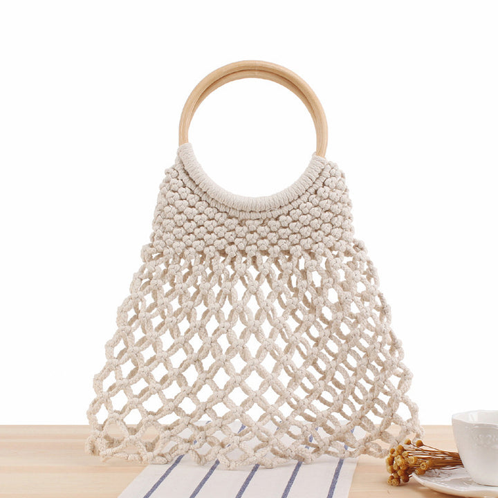 Handbag with Artistic Net Design Bowlift