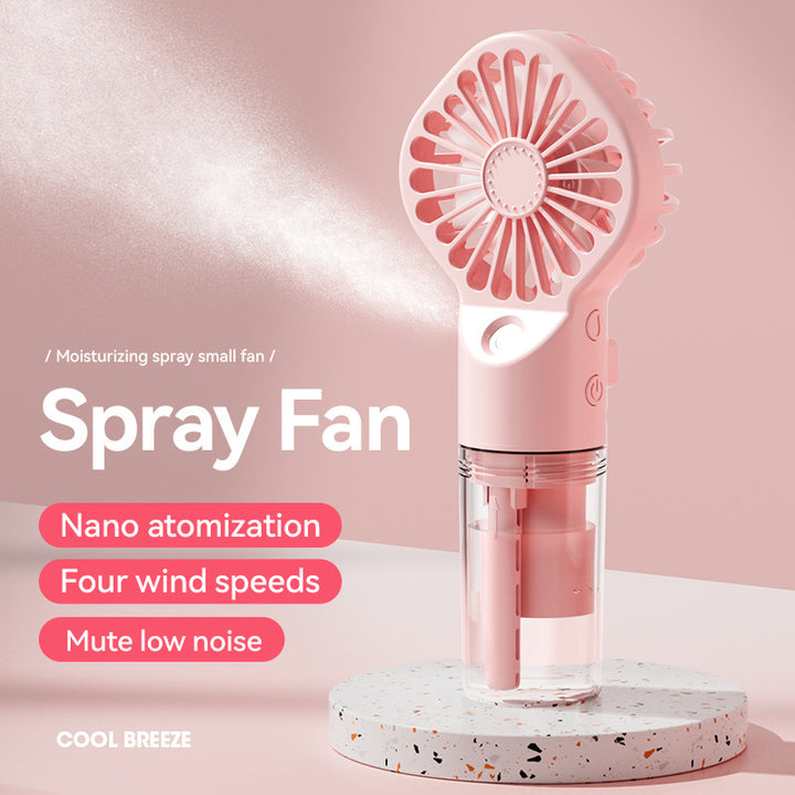 Cooling handheld misting fan with nano-atomizing water reservoir Bowlift