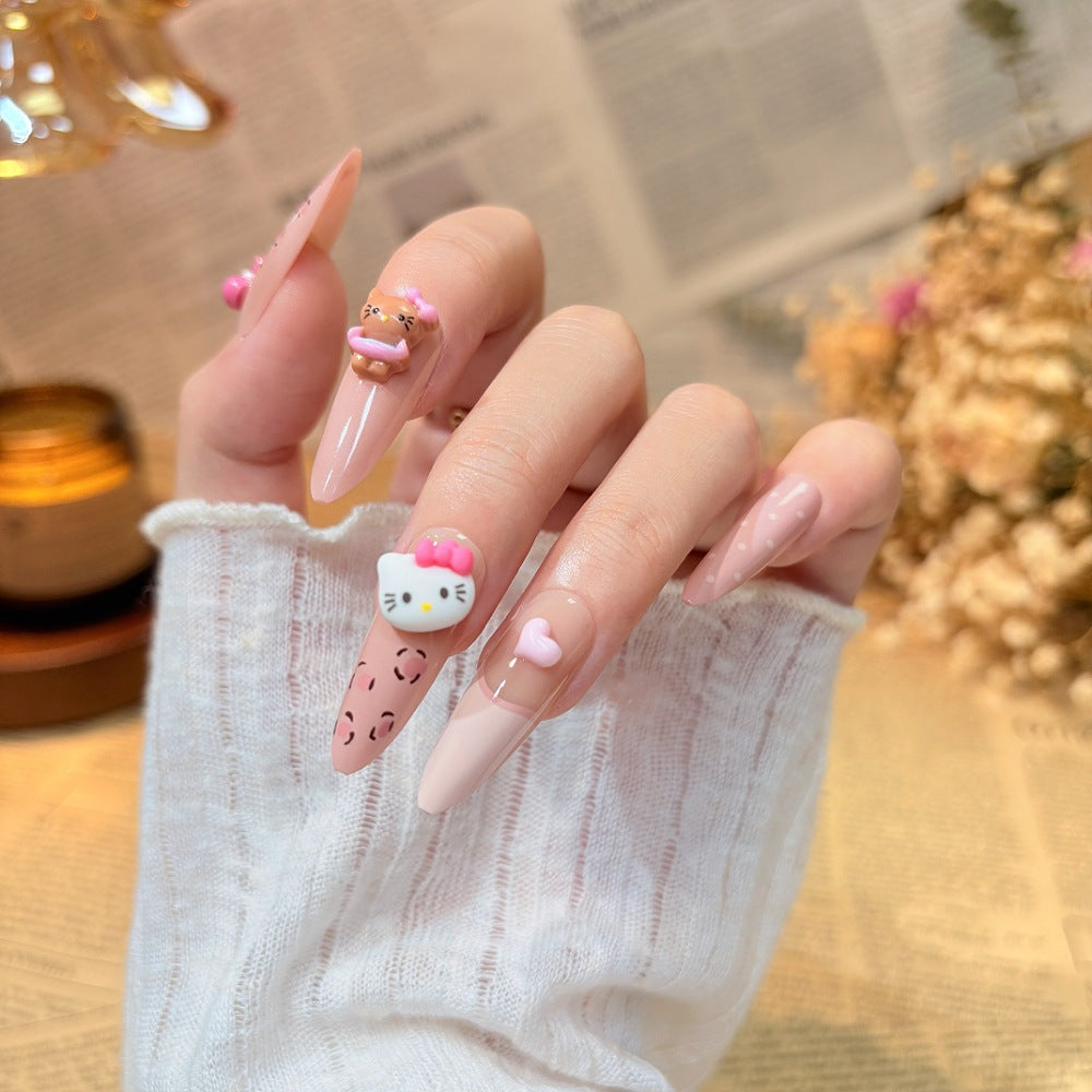 Premium Floral Accent Press-On Nail Set Bowlift