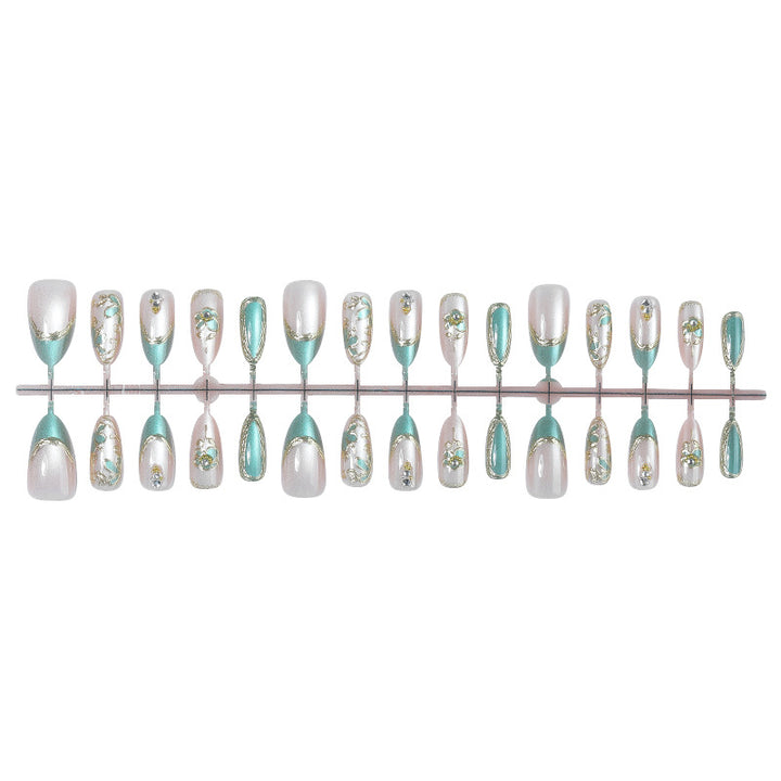 Decorative Floral Art Press-On Nail Set Bowlift