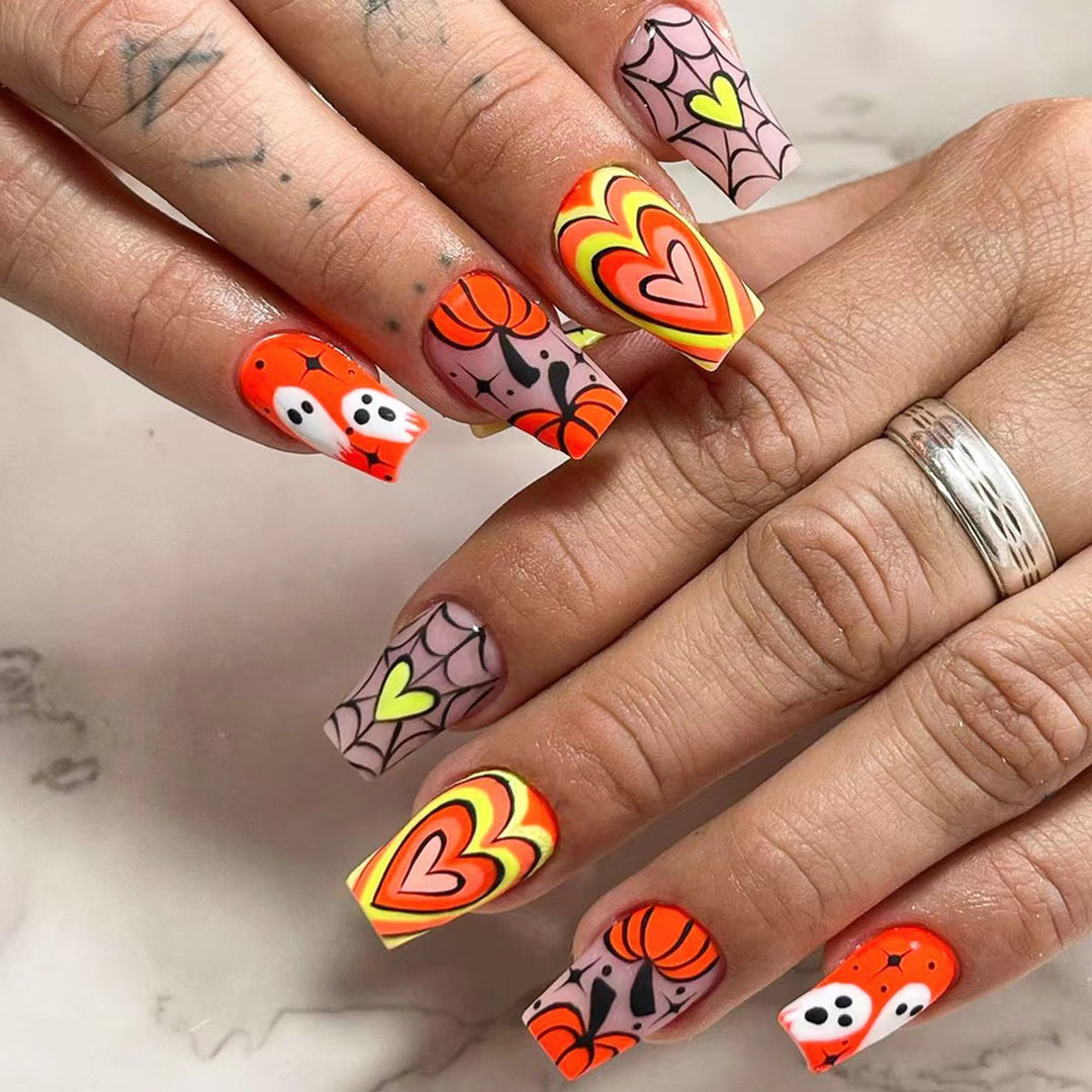 Acrylic nail set with creative autumn designs Bowlift