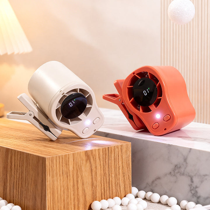 Women's Portable Clip Fan with LED Temperature Display Bowlift
