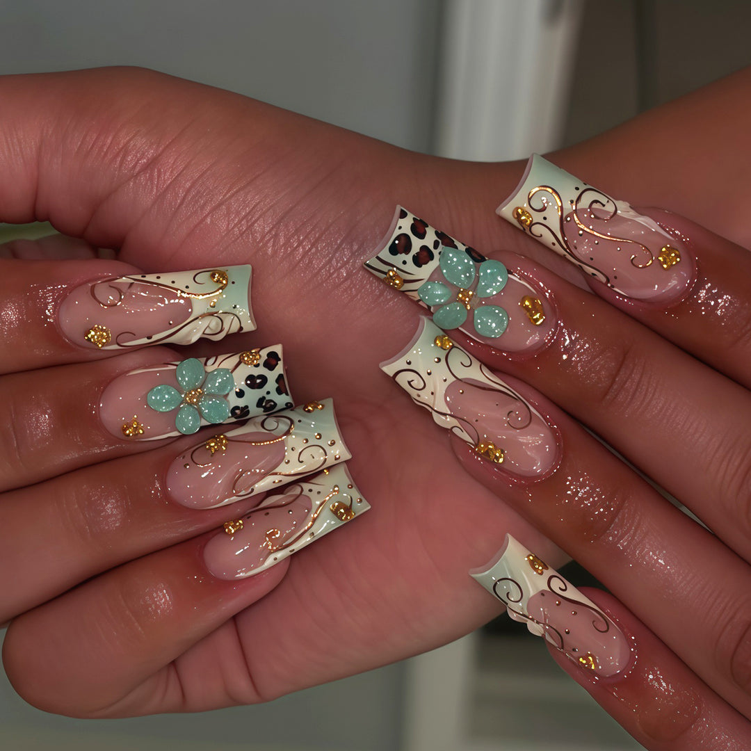 Decorative Long Press-On Nail Design Bowlift