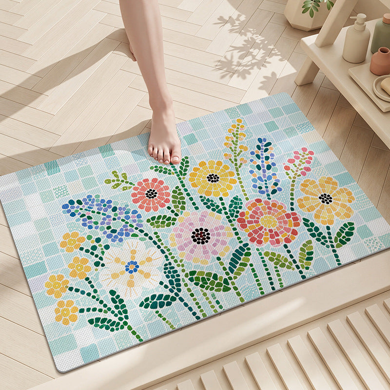 Floral Mosaic Bathroom Mat Bowlift