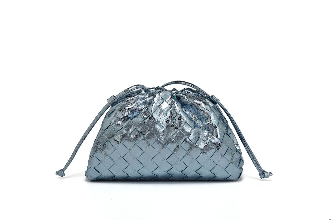 Elegant Woven Leather Bucket Bag Bowlift