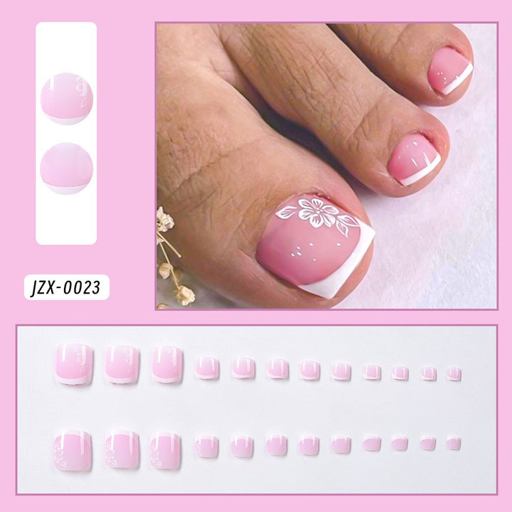 Decorative French Tip Toenail Set Bowlift