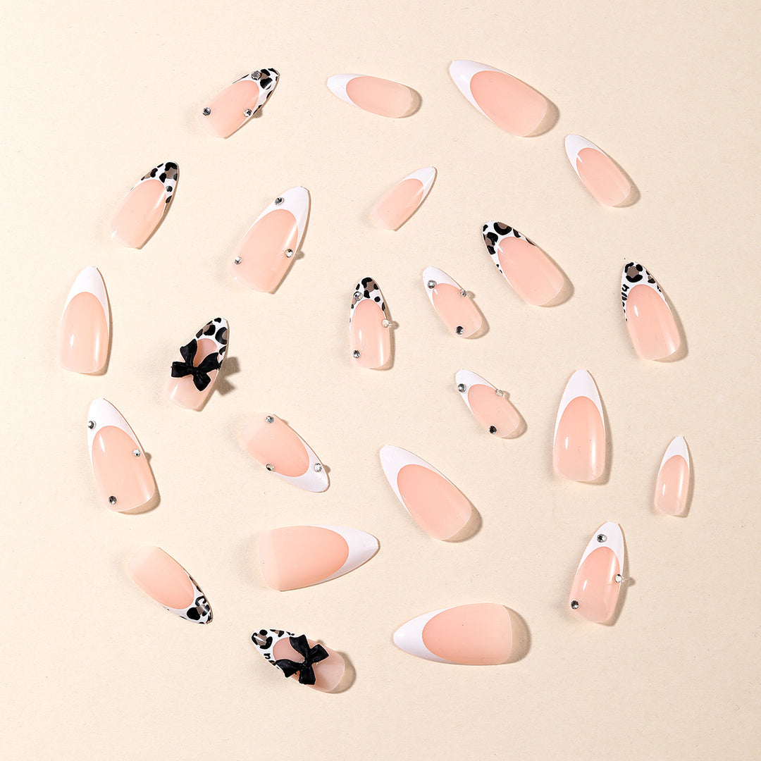 Elegant Stiletto Nail Art Extensions with Decorative Bows Bowlift