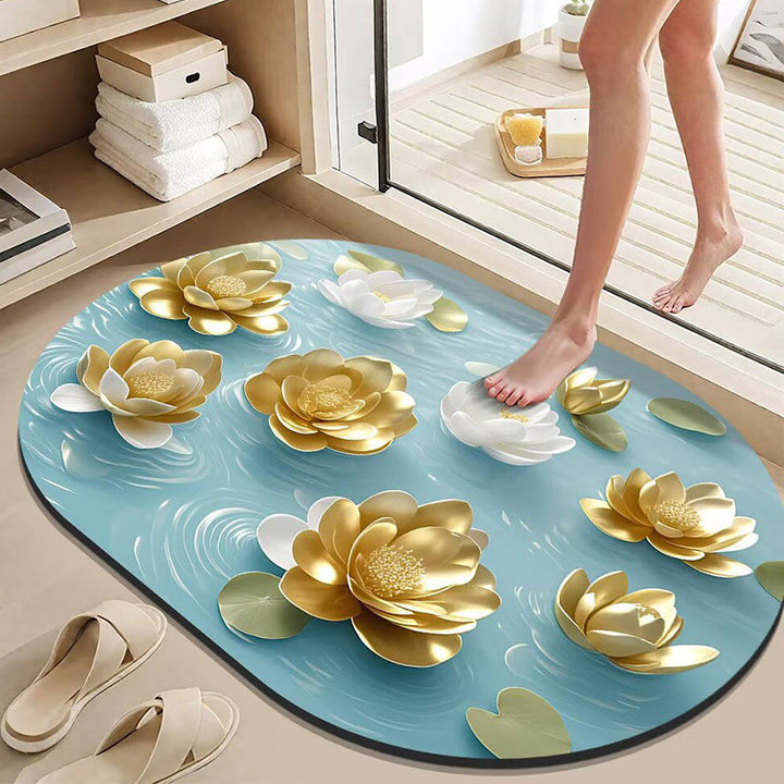 Elegant Lotus Flower Bath Mat Bowlift