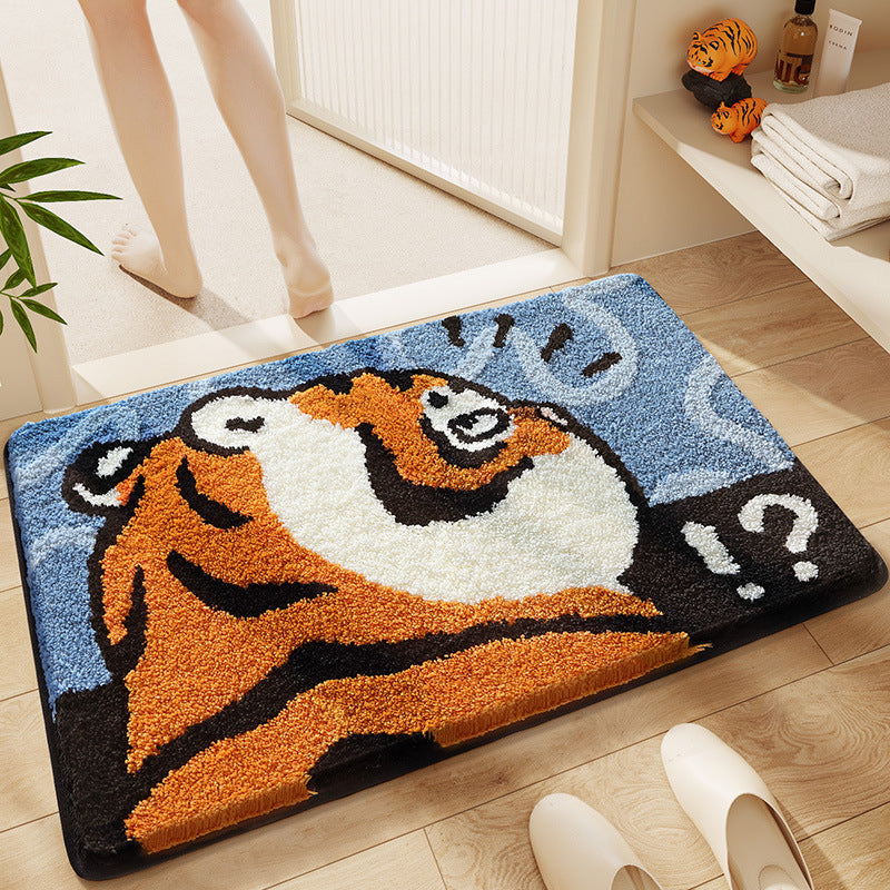 Playful Cartoon Tiger Bath Mat Bowlift