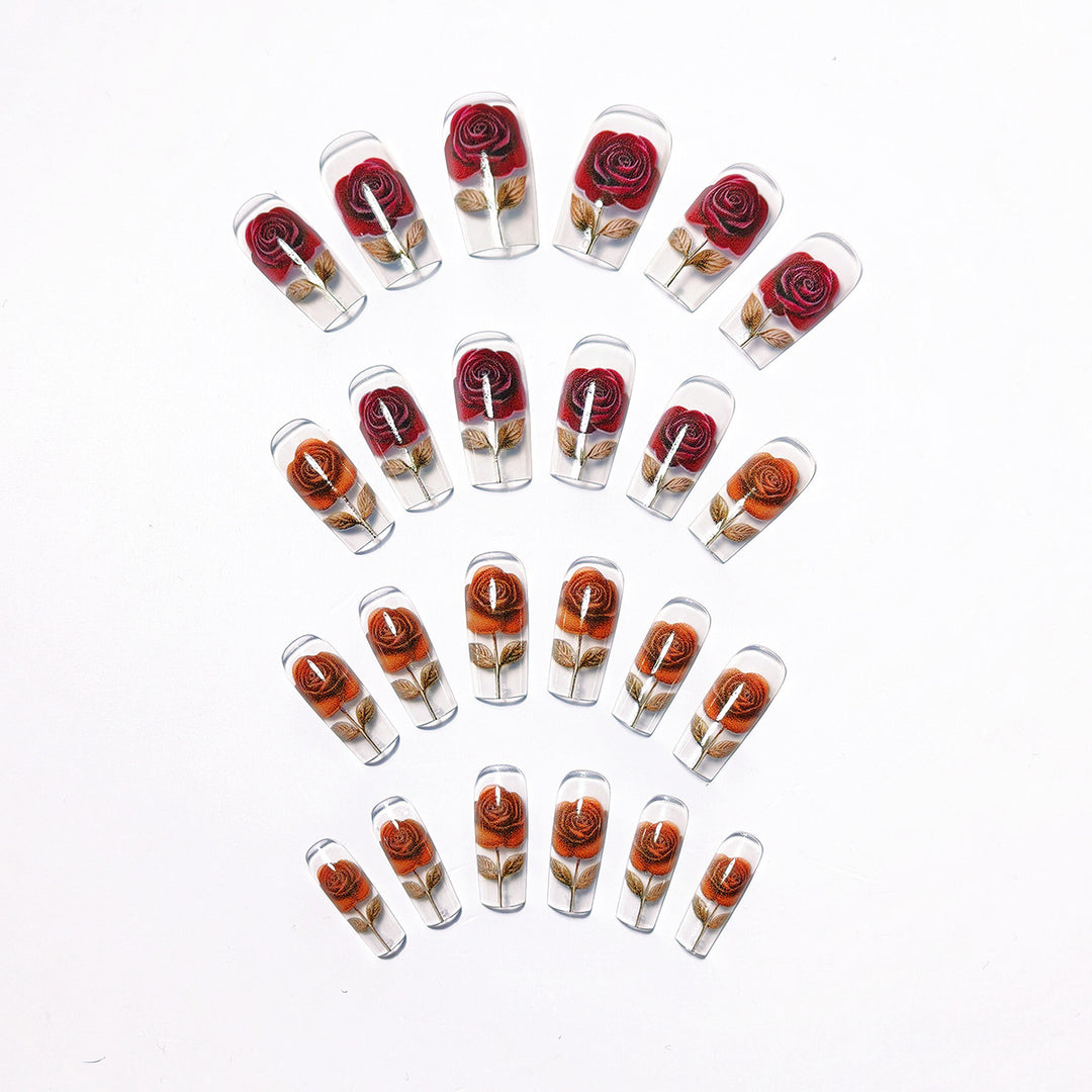 Artistic Rose-Design Nail Art Bowlift