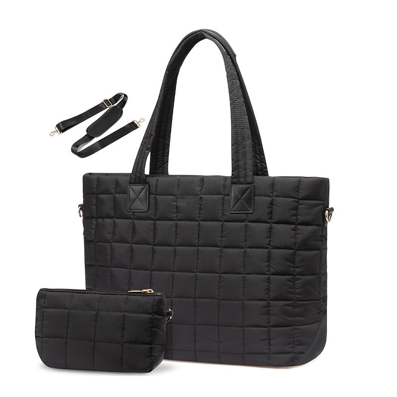 Elegant Quilted Tote Bag with Removable Wallet Bowlift
