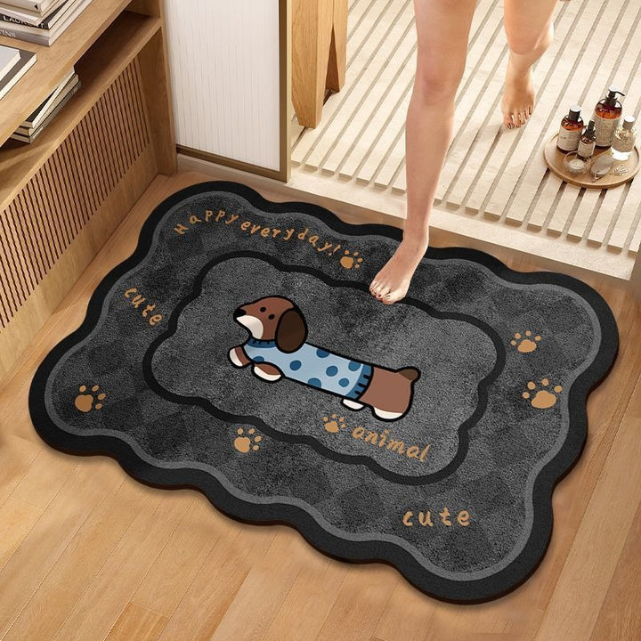 Cute Dog-Themed Plush Bath Mat