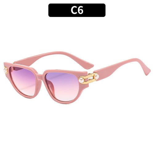 Statement Cat-Eye Sunglasses with Decorative Pearls