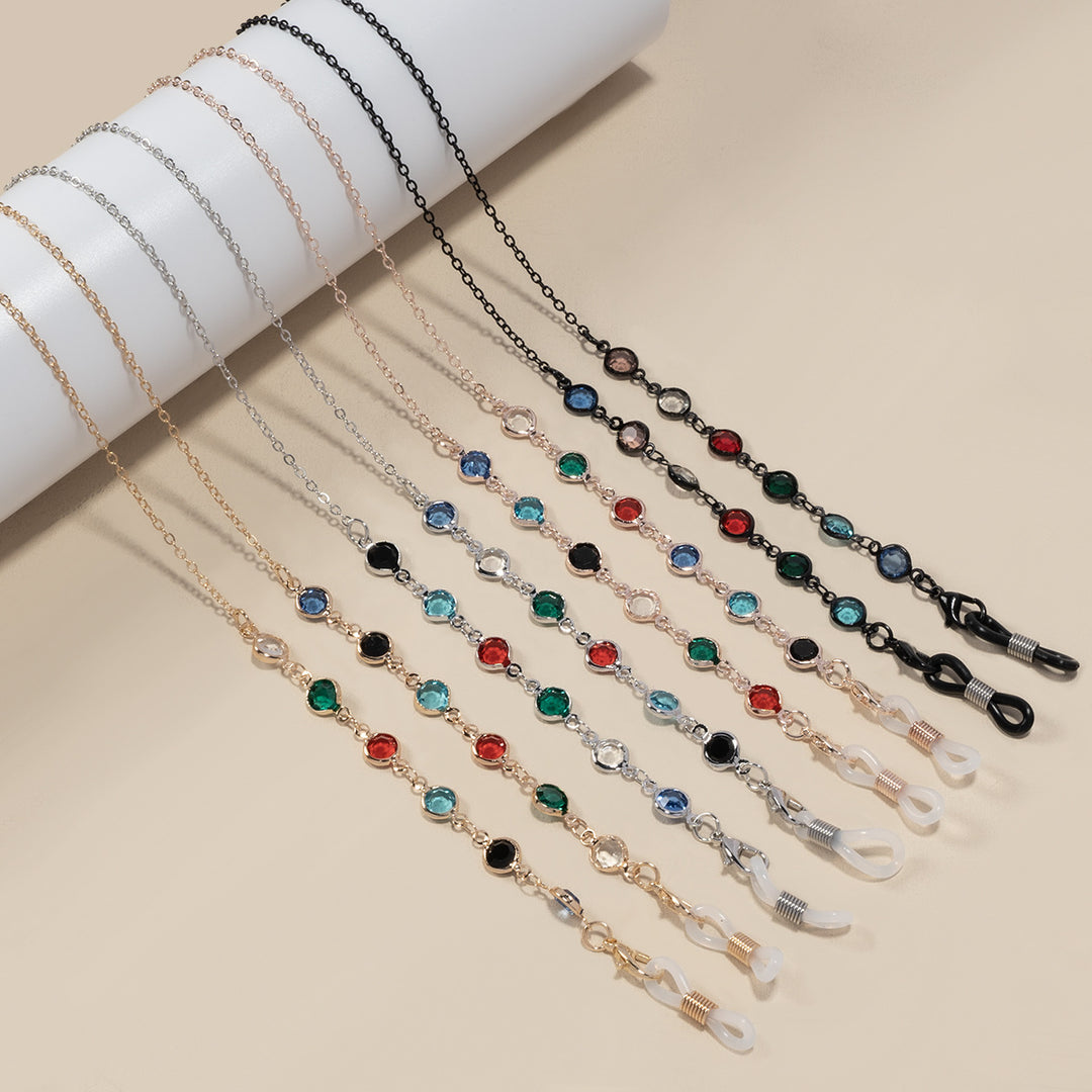 Artistic Crystal-Enhanced Eyewear Chain Bowlift