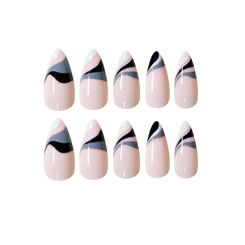 Artful nail extensions with creative wave pattern Bowlift