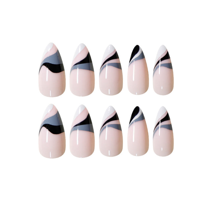 Artful nail extensions with creative wave pattern Bowlift