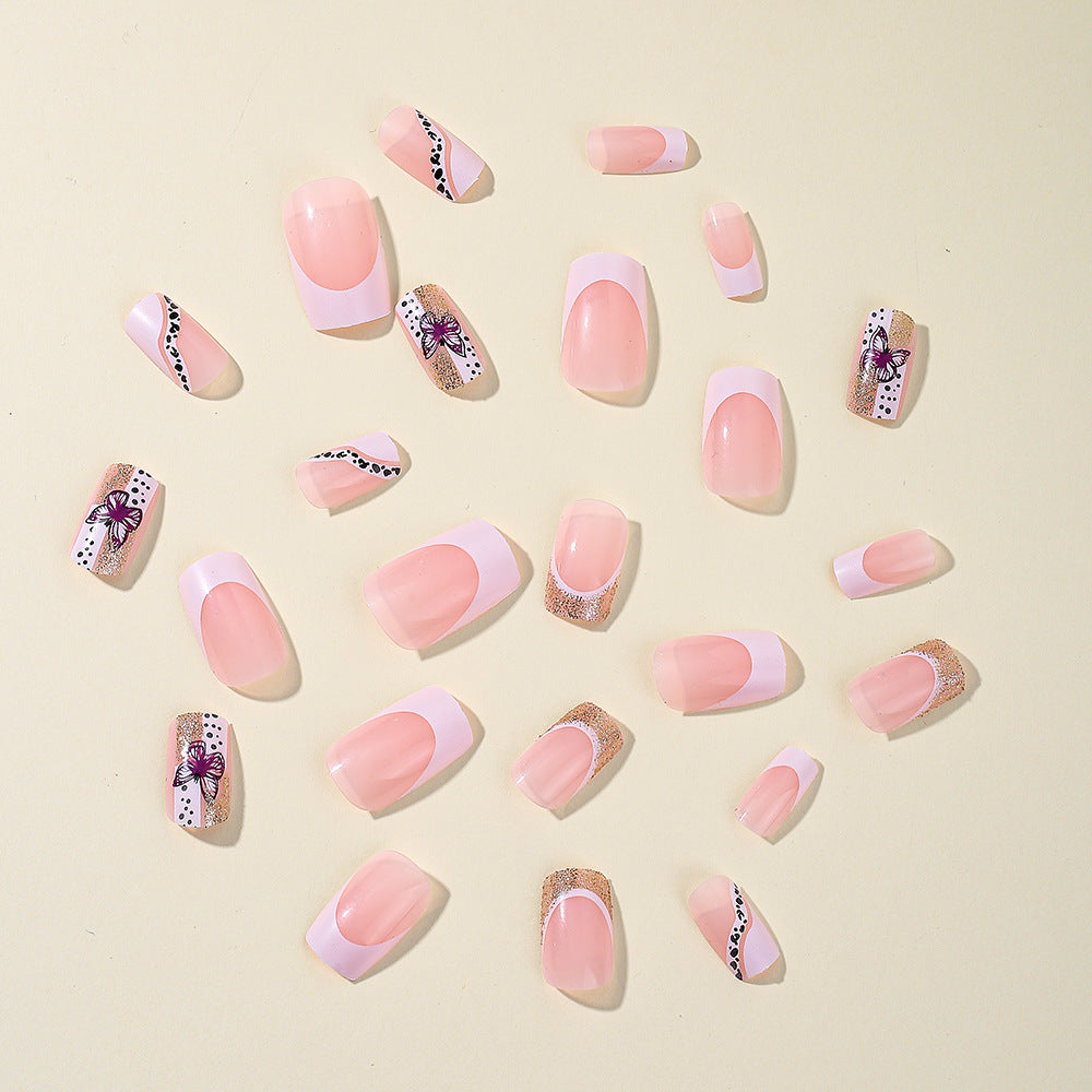Elegant Floral Glitter Acrylic Nail Art Extensions Bowlift