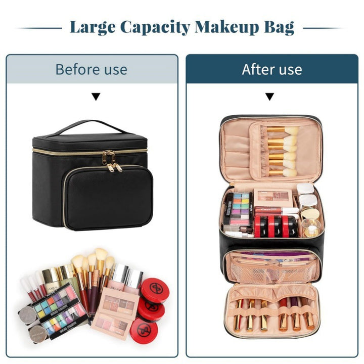 Cosmetic organizer bag with multiple compartments and insulating interior Bowlift