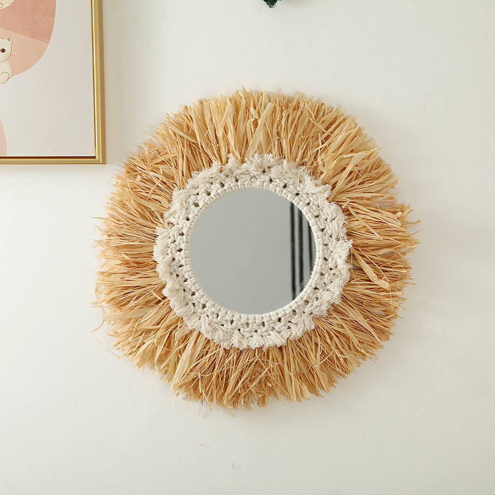 Decorative Macrame Sunburst Wall Mirror Bowlift