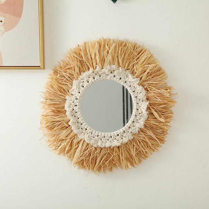 Decorative Macrame Sunburst Wall Mirror Bowlift