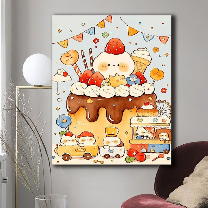 Whimsical Dessert-Themed Canvas Art Print Bowlift
