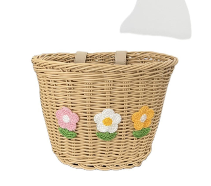 Floral Embroidered Woven Storage Basket Bowlift