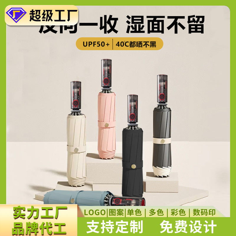 Women's Automatic Windproof Folding Umbrella Bowlift