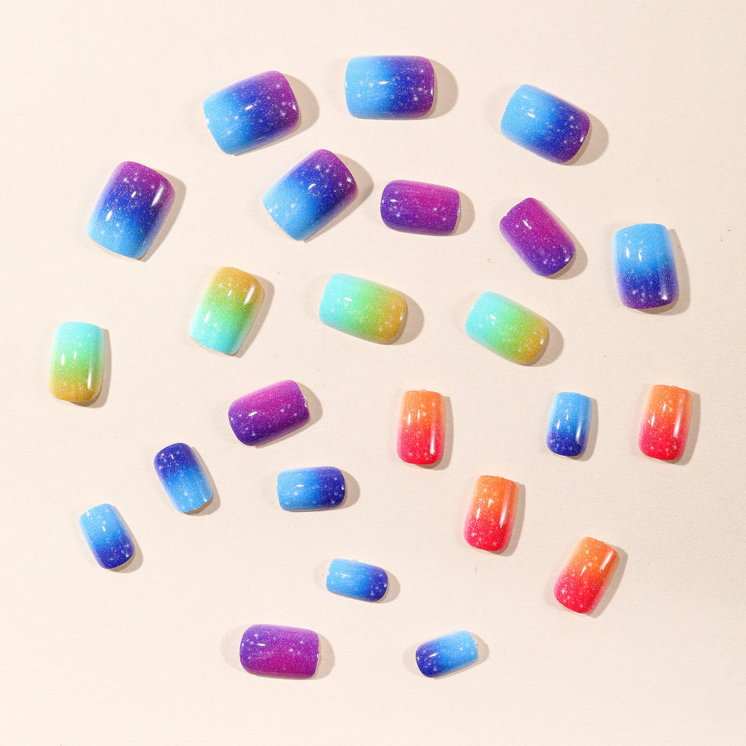 Glittering Gradient Acrylic Nail Art Extensions Bowlift