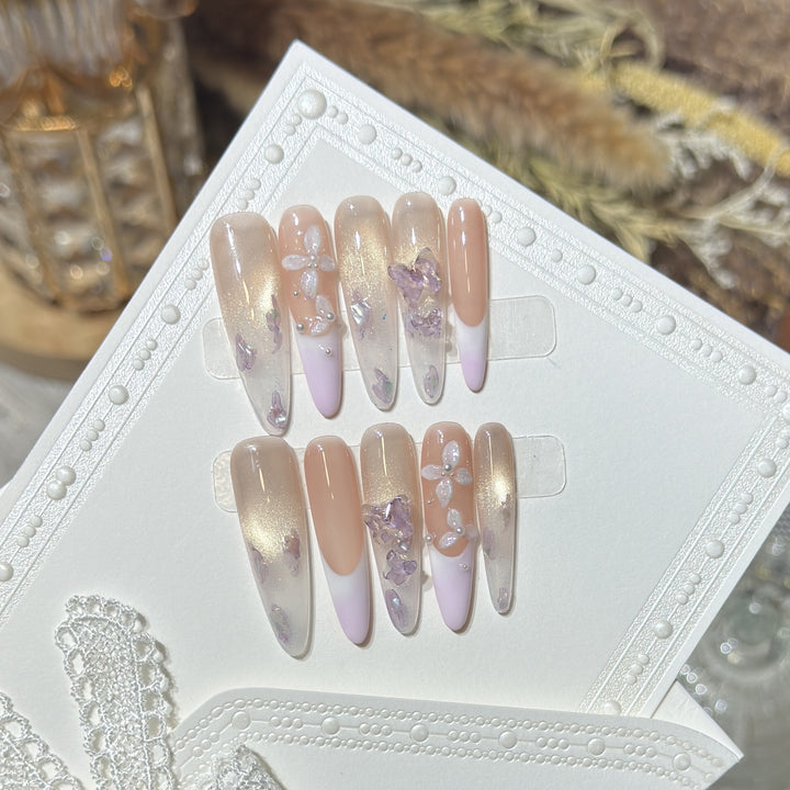 Floral-Inspired Stiletto Press-On Nail Design Bowlift