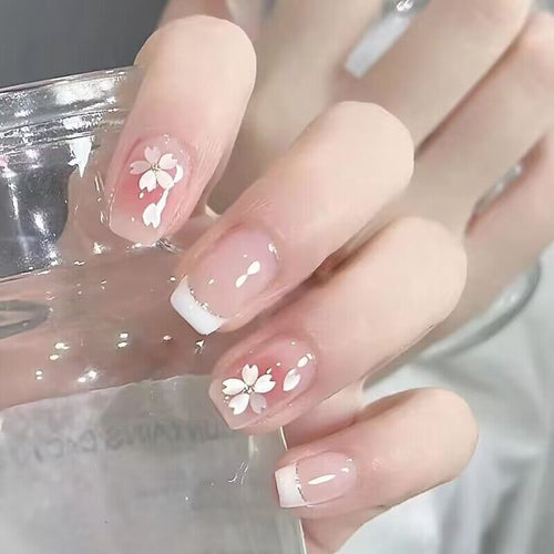 Artistic Floral-Designed Press-On Nail Set Bowlift 1787296289