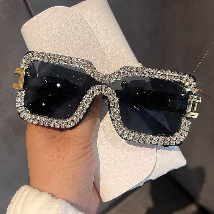 Women's Fashion Oversized Sunglasses with Sparkling Crystal Accents Bowlift