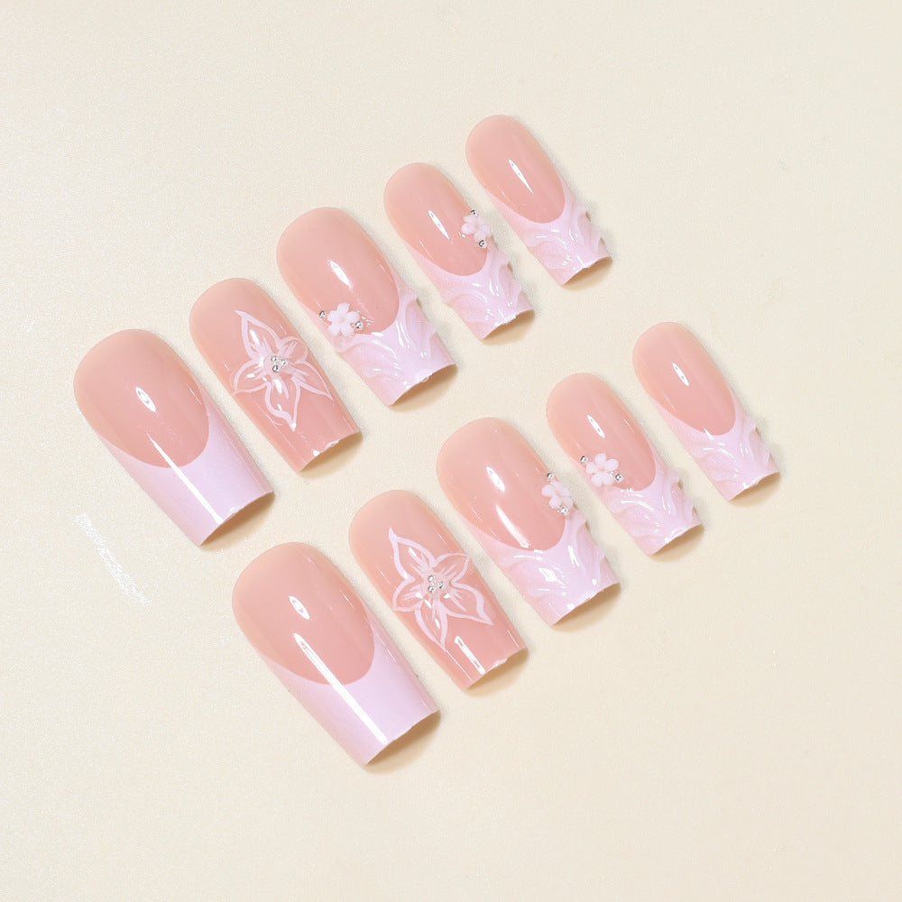 Elegant Floral Press-On Nail Art Bowlift