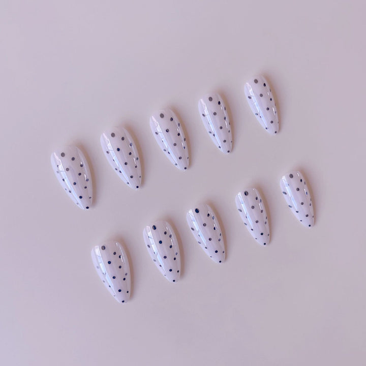 Acrylic Nail Set with Modern Polka Dot Design Bowlift