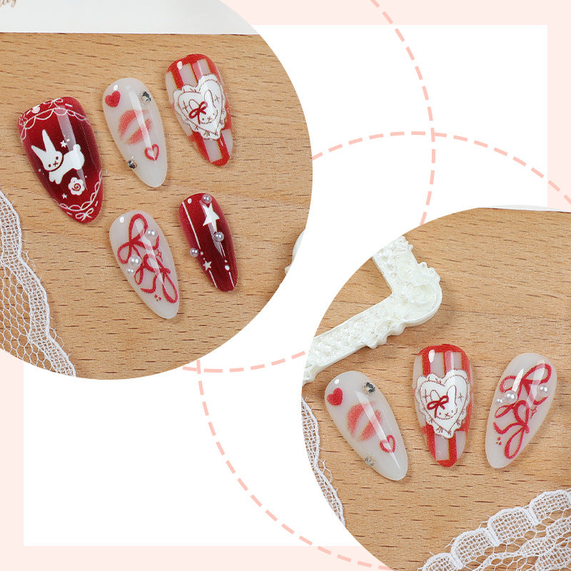 Romantic Themed Press-On Nail Art Set Bowlift