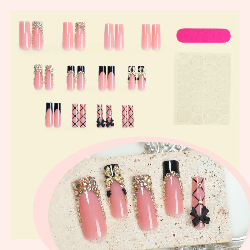 Artificial Nail Set with Glamorous Decorations and Elegant Accents Bowlift