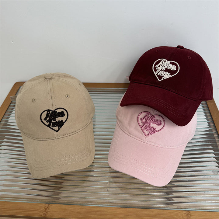 Women's Embroidered Heart-Detail Baseball Cap Bowlift