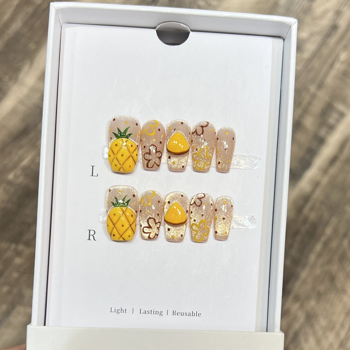 Tropical Fruit-Themed Press-On Nail Set Bowlift