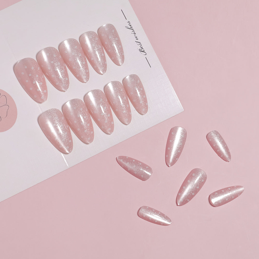Artistic Almond-Shaped Press-On Nail Set with Whimsical Dot Design Bowlift