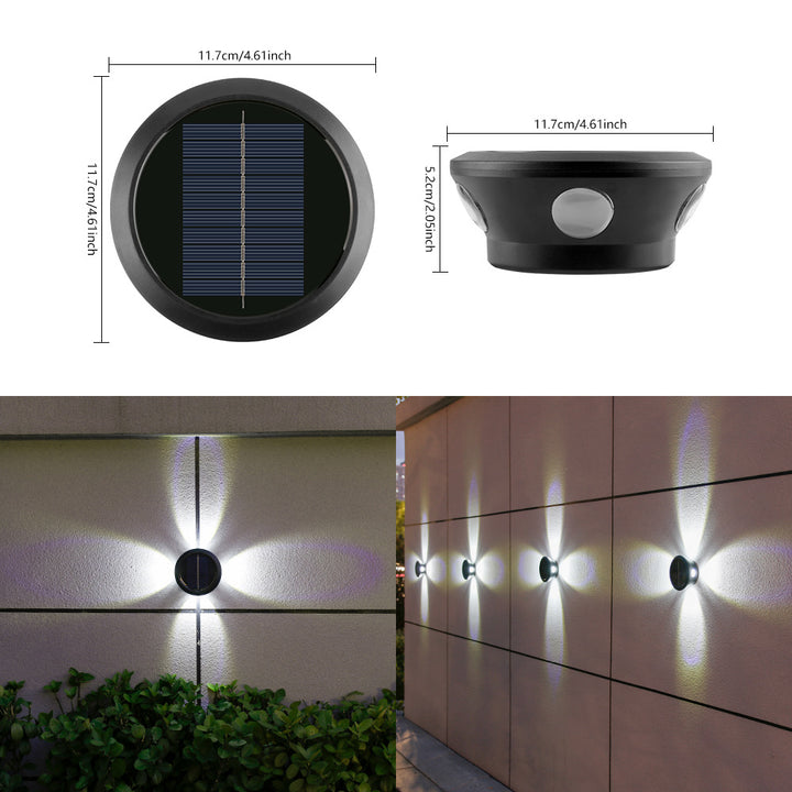 Outdoor Solar Wall Light Multi-Beam LED Decorative Accent Bowlift