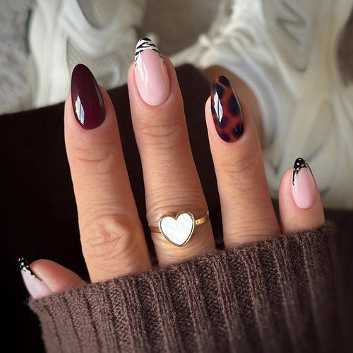 Premium Decorative Press-On Nail Set with Unique Geometric Patterns Bowlift