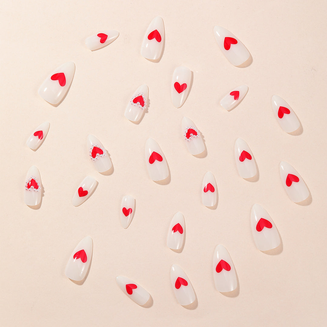 Heart-Accent Stiletto Nail Art Extensions Bowlift