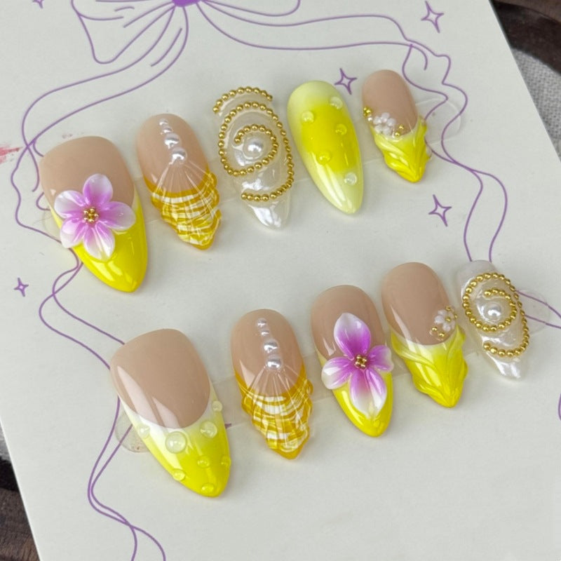 Nature-Themed Artistic Press-On Nail Set Bowlift