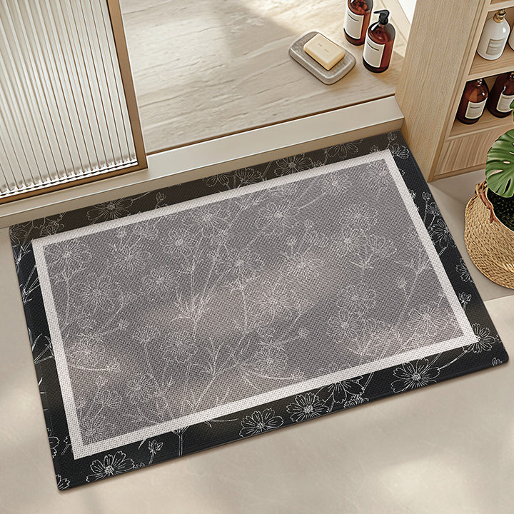 Elegant Floral Print Bath Mat Bowlift