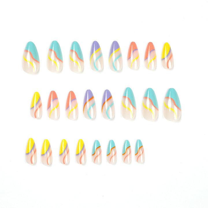 Artificial nail extensions with stylish gradient colors and modern designs Bowlift