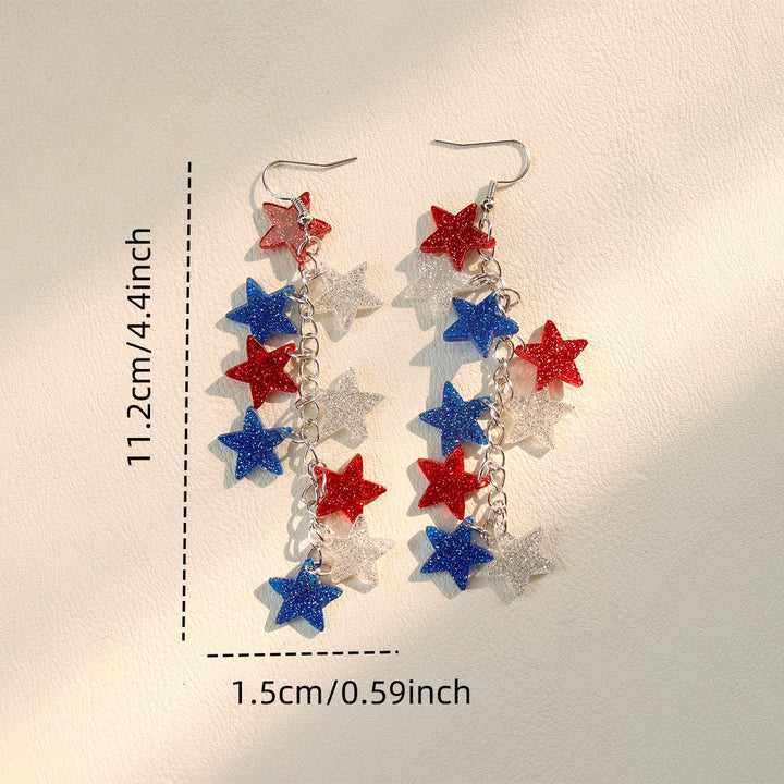 Women's nan glitter star cascade dangle earrings with layered charm chain and lightweight alloy hooks Bowlift