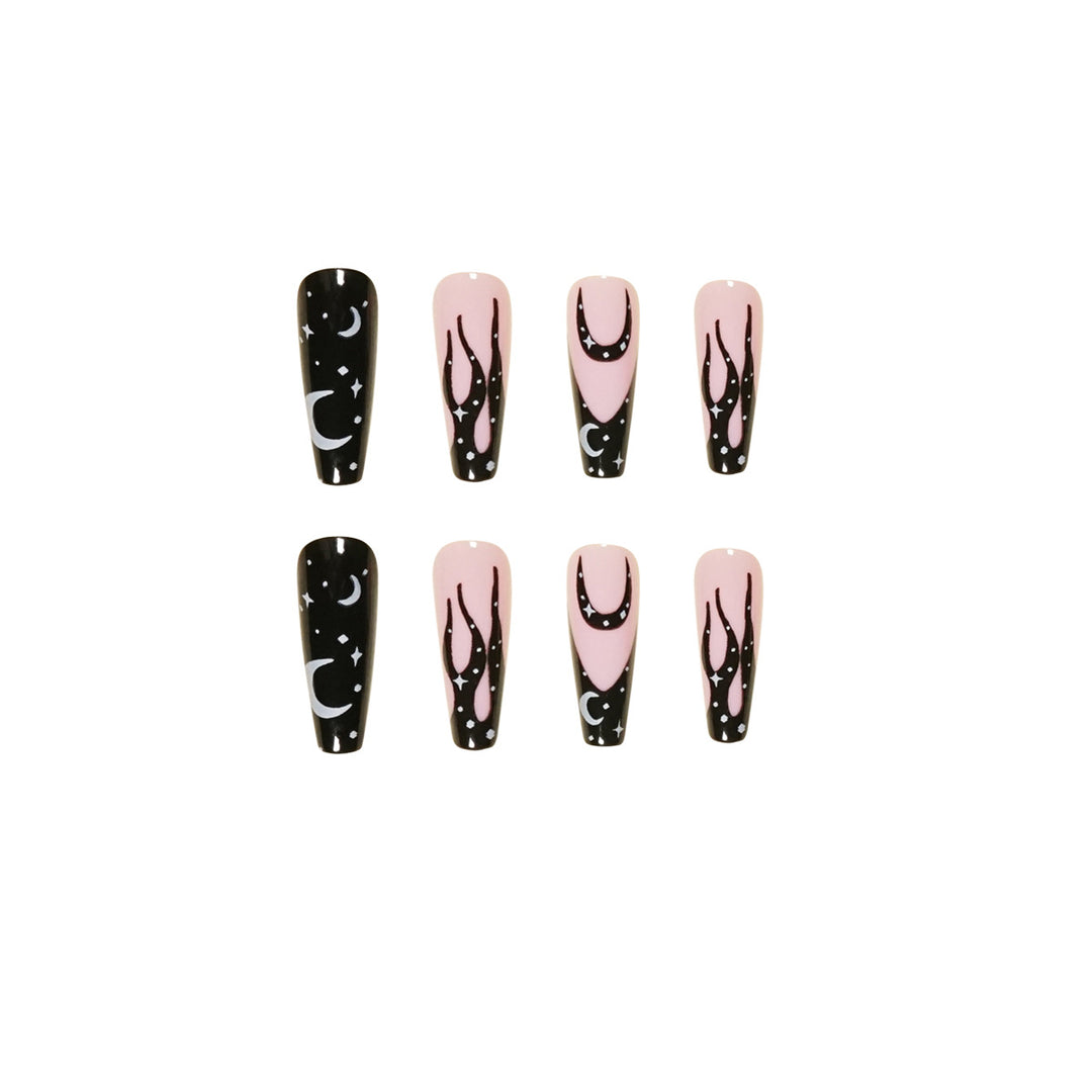 Artistic Nail Extensions with Creative Design and Glittering Accents Bowlift