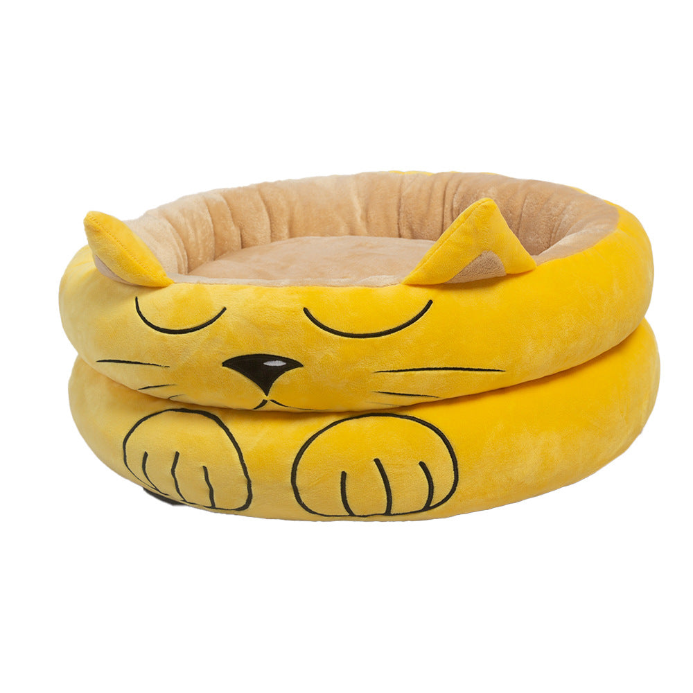 Plush Cat-Themed Dog Bed