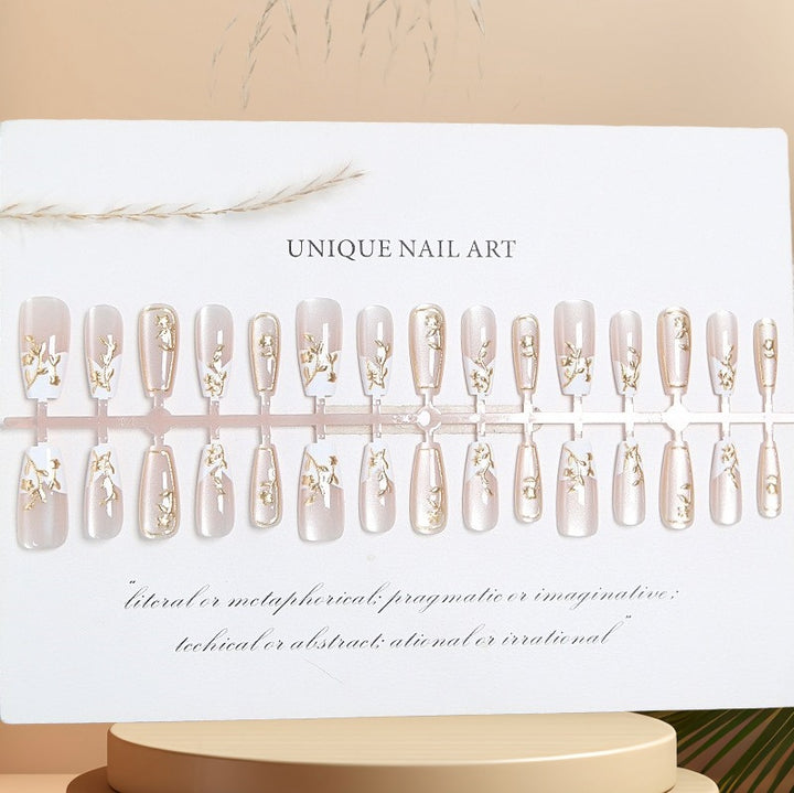 Floral Accented Press-On Nail Set Bowlift